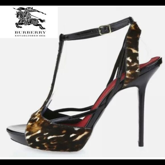 Burberry Shoes - Burberry Prorsum leopard pony hair Animal Print T-Strap Sandals Platforms Sz 39